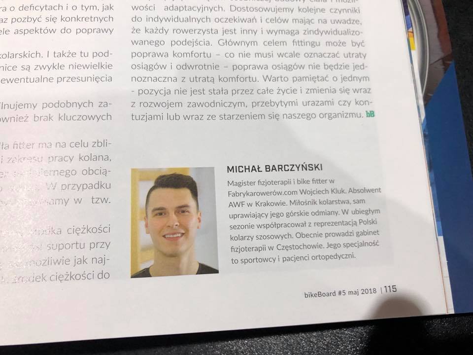 Nasz fizjoterapeuta Michał Barczyński ekspertem w magazynie rowerowym BikeBoard.