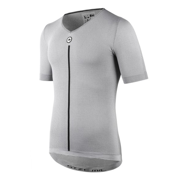 Podkoszulek rowerowy z krótkim rękawem ASSOS SS Skin Layer V Neck bielizna termoaktywna na lato Grey