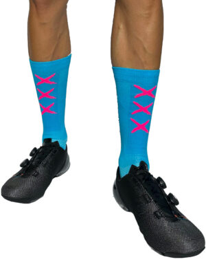 Skarpetki rowerowe XXX Socks JAKUB TRUKSA skarpety Blue-Pink logo
