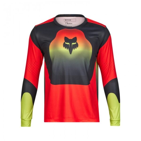 Dziecięca koszulka rowerowa FOX Junior RANGER Revise LS z długim rękawem Red Yellow