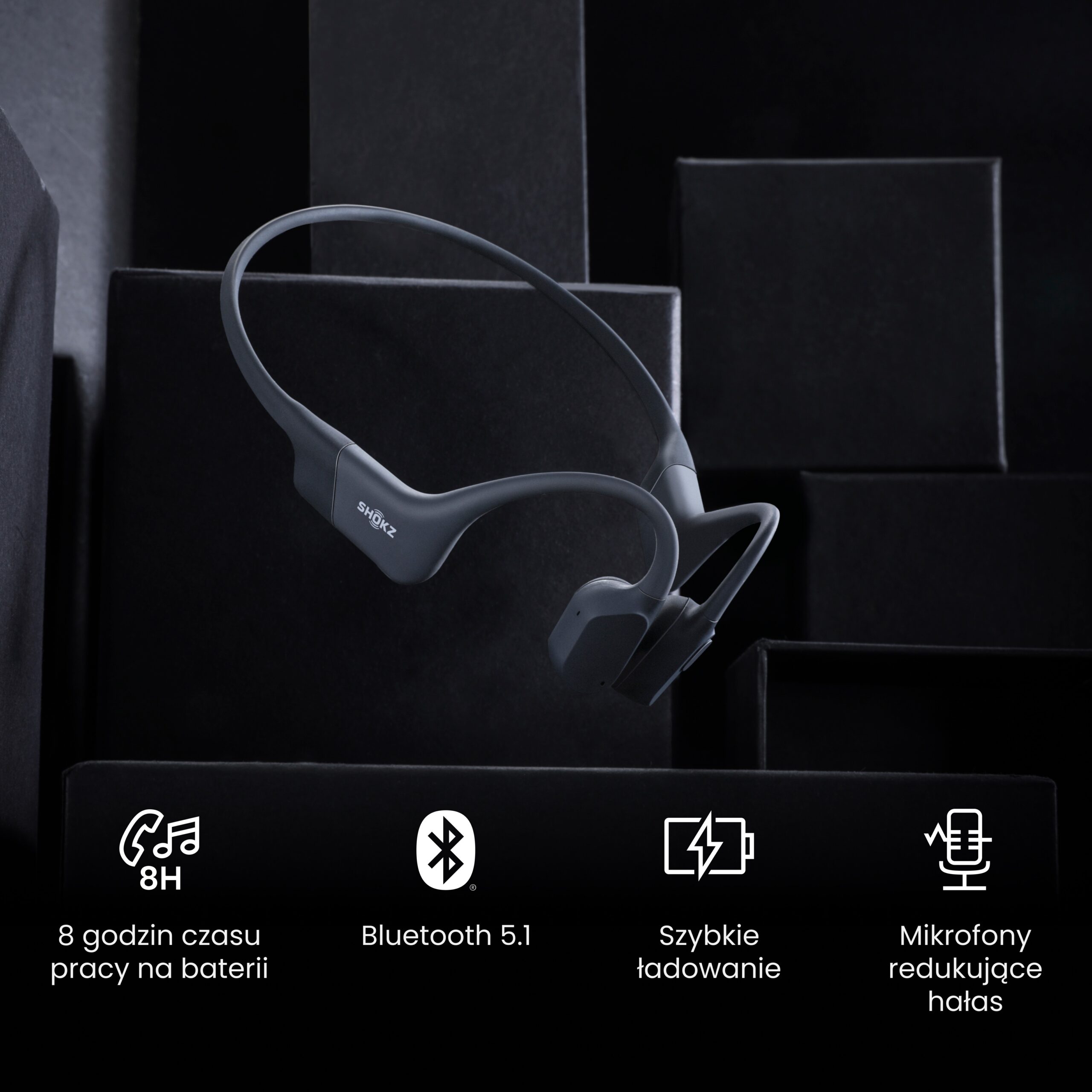Słuchawki Shokz OpenRun BLACK USB-C bezprzewodowe słuchawki z przewodnictwem kostnym