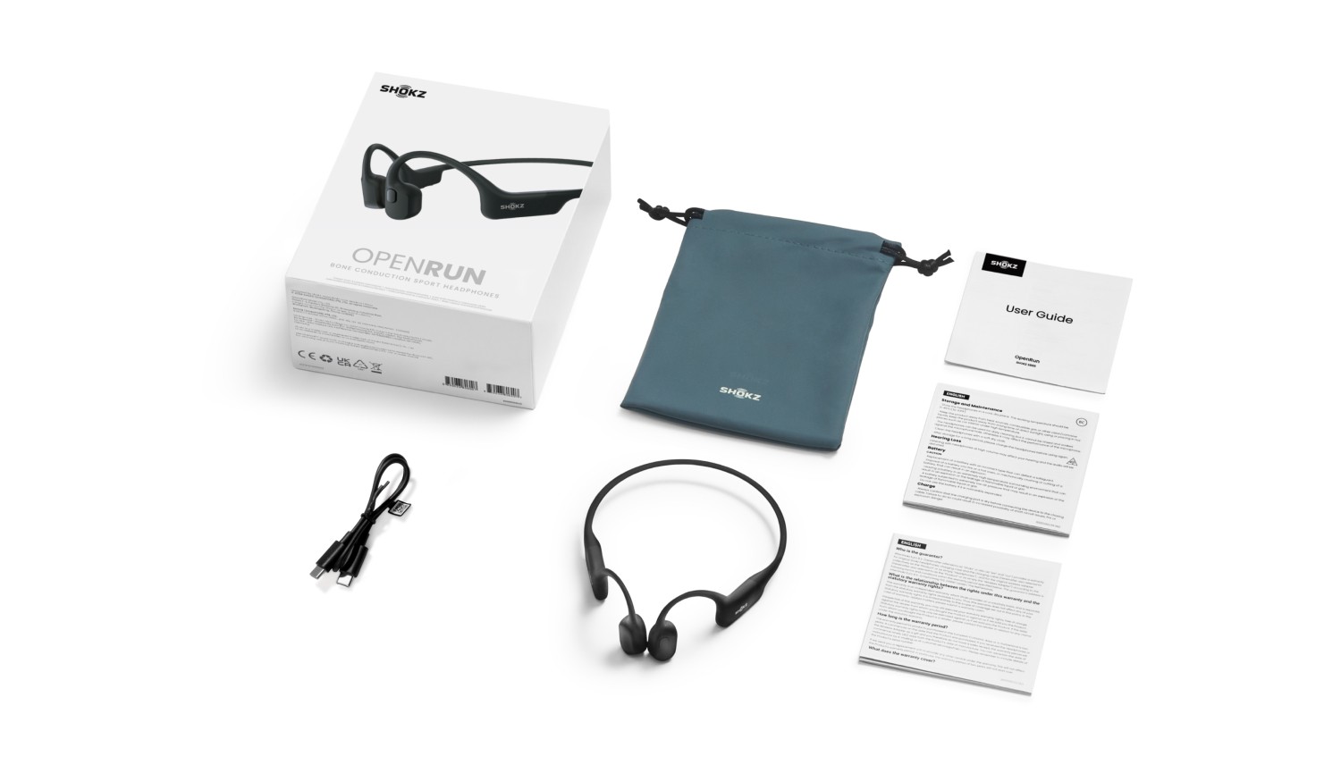 Słuchawki Shokz OpenRun BLACK USB-C słuchawki Bluetooth z przewodnictwem kostnym