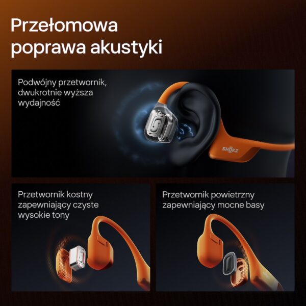 Słuchawki Shokz OpenRun Pro 2 ORANGE bezprzewodowe słuchawki otwarte przewodnictwo kostne