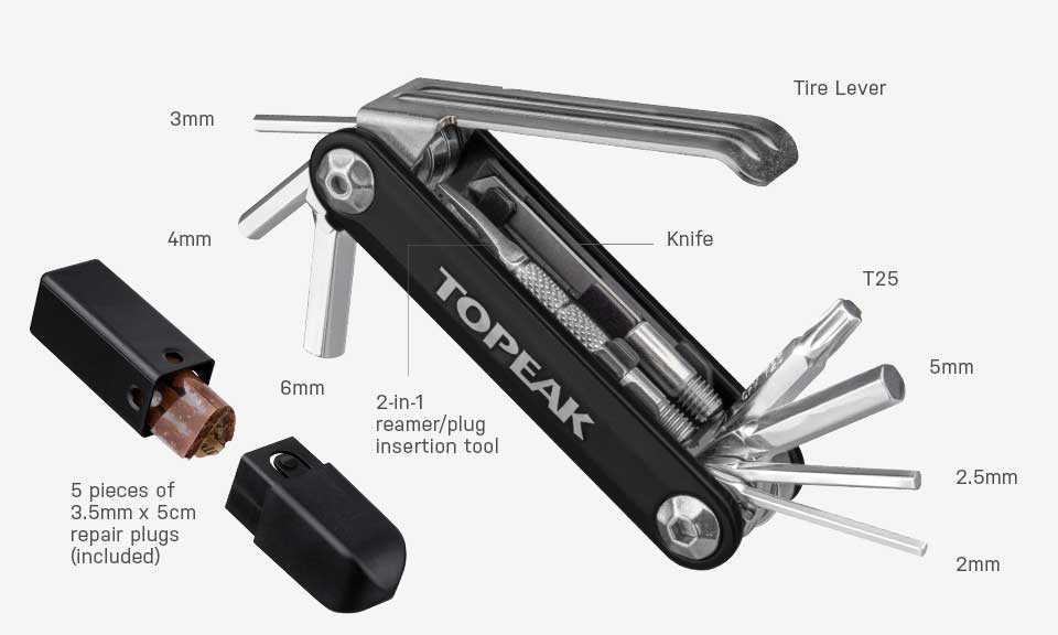 TOPEAK TUBI 11 COMBO multitool rowerowy 11 funkcji z zestawem naprawczym