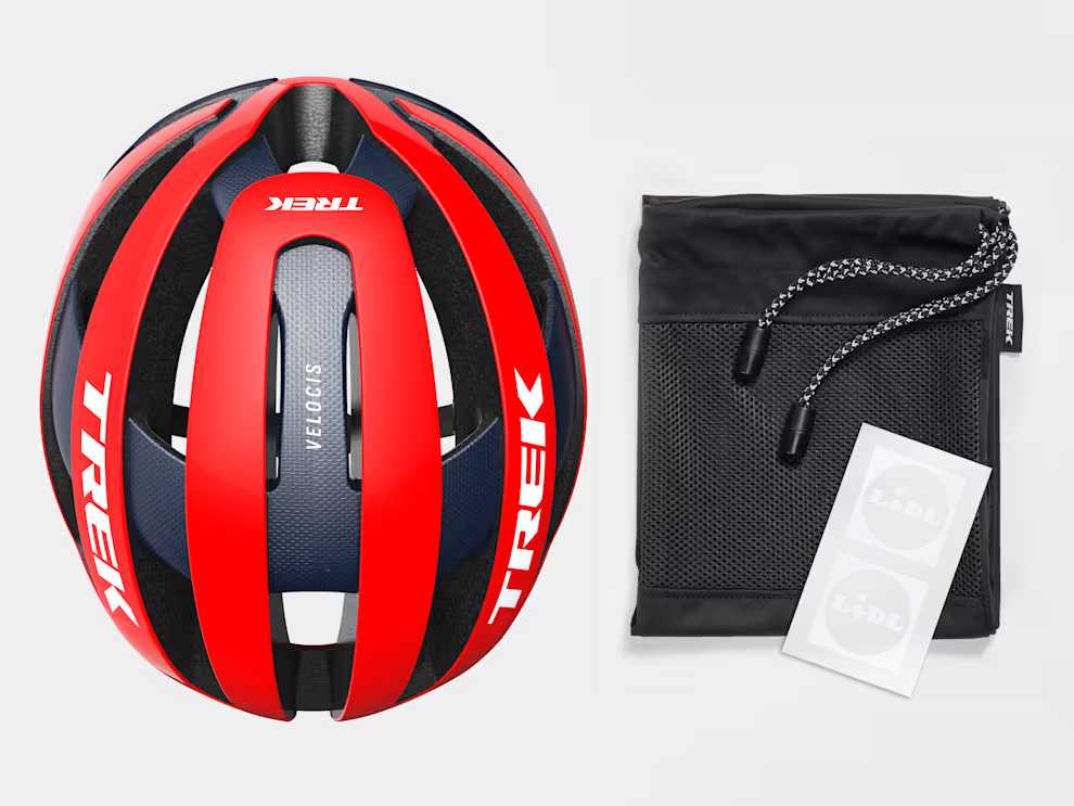 Kask szosowy Trek Velocis MIPS czerwony granatowy